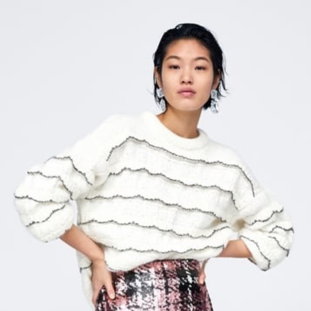 Zara knitted white sweater
